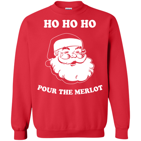 Santa Ho Ho Ho Pour The Merlot Christmas Sweater, Long Sleeve - TeesGrab