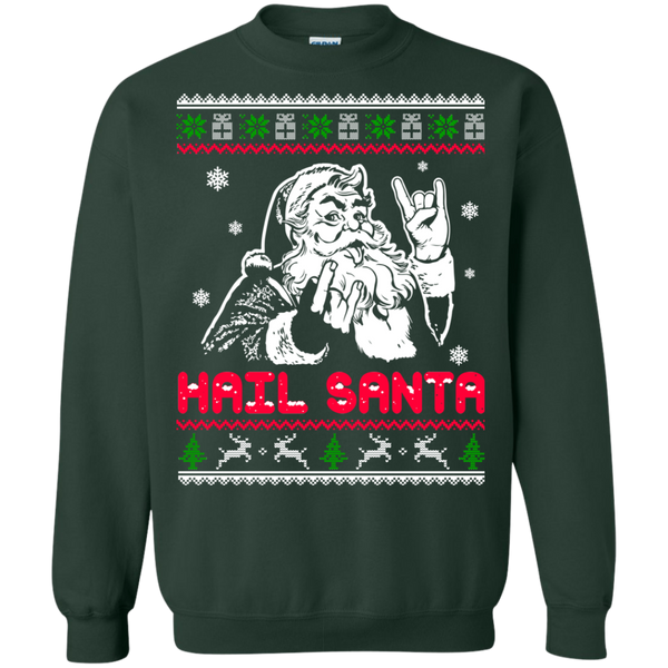Hail Santa Ugly Christmas Sweater, Long Sleeve - TeesGrab