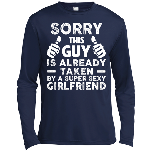 Sorry This Guy Is Already Taken by A Super Sexy Girlfriend T-Shirt - TeesGrab