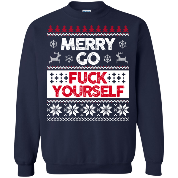 Merry Go Fuck Yourself Christmas Sweater, Long Sleeve - TeesGrab