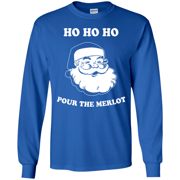 Santa Ho Ho Ho Pour The Merlot Christmas Sweater, Long Sleeve - TeesGrab