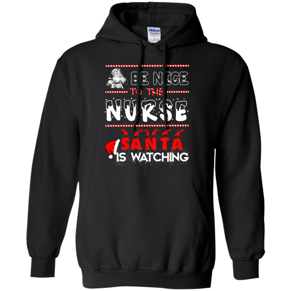 Be nice to the Nurse Santa is watching shirt, sweater, long sleeve - TeesGrab