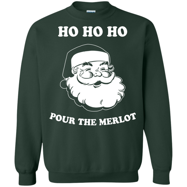 Santa Ho Ho Ho Pour The Merlot Christmas Sweater, Long Sleeve - TeesGrab