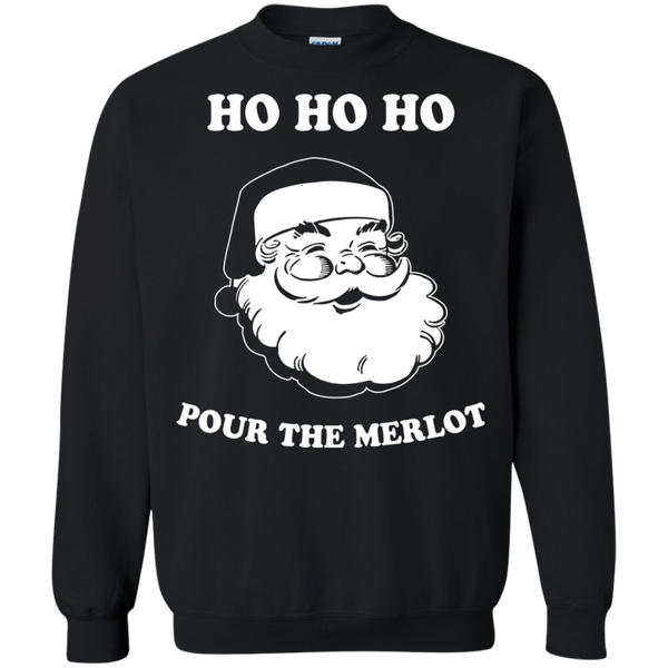 Santa Ho Ho Ho Pour The Merlot Christmas Sweater, Long Sleeve - TeesGrab