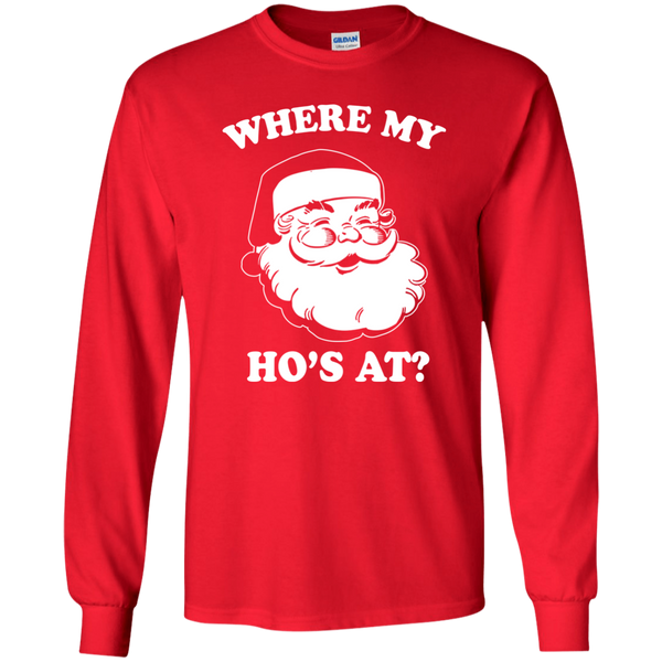 Santa: Where My Ho's At Christmas Shirt, Sweater, Long Sleeve - TeesGrab