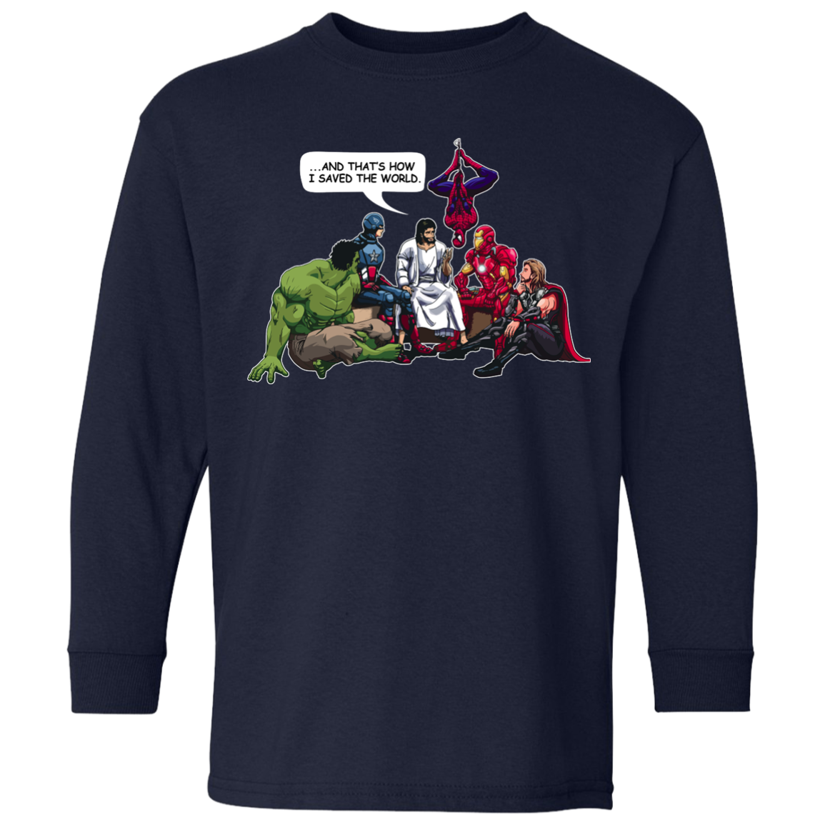 Jesus and marvel sale heroes t shirt