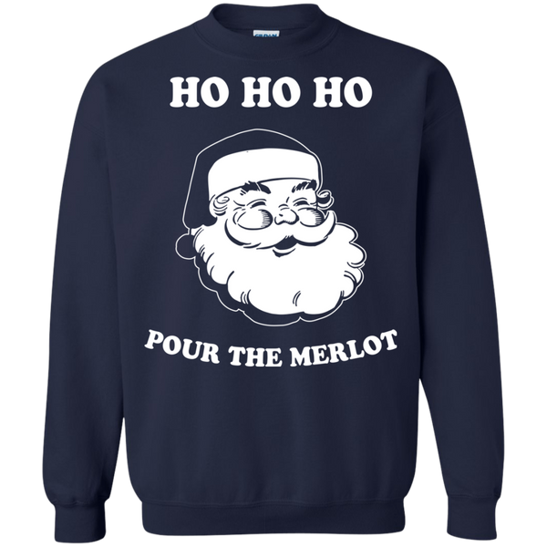 Santa Ho Ho Ho Pour The Merlot Christmas Sweater, Long Sleeve - TeesGrab
