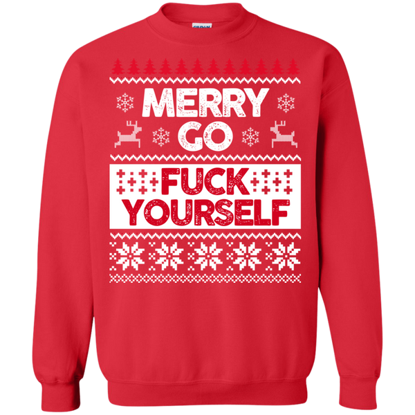 Merry Go Fuck Yourself Christmas Sweater, Long Sleeve - TeesGrab