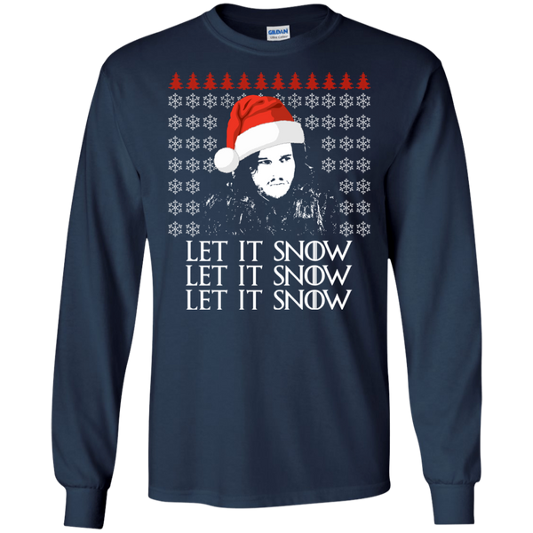 Jon Snow Let It Snow Ugly Sweater, Long Sleeve, Hoodie - TeesGrab