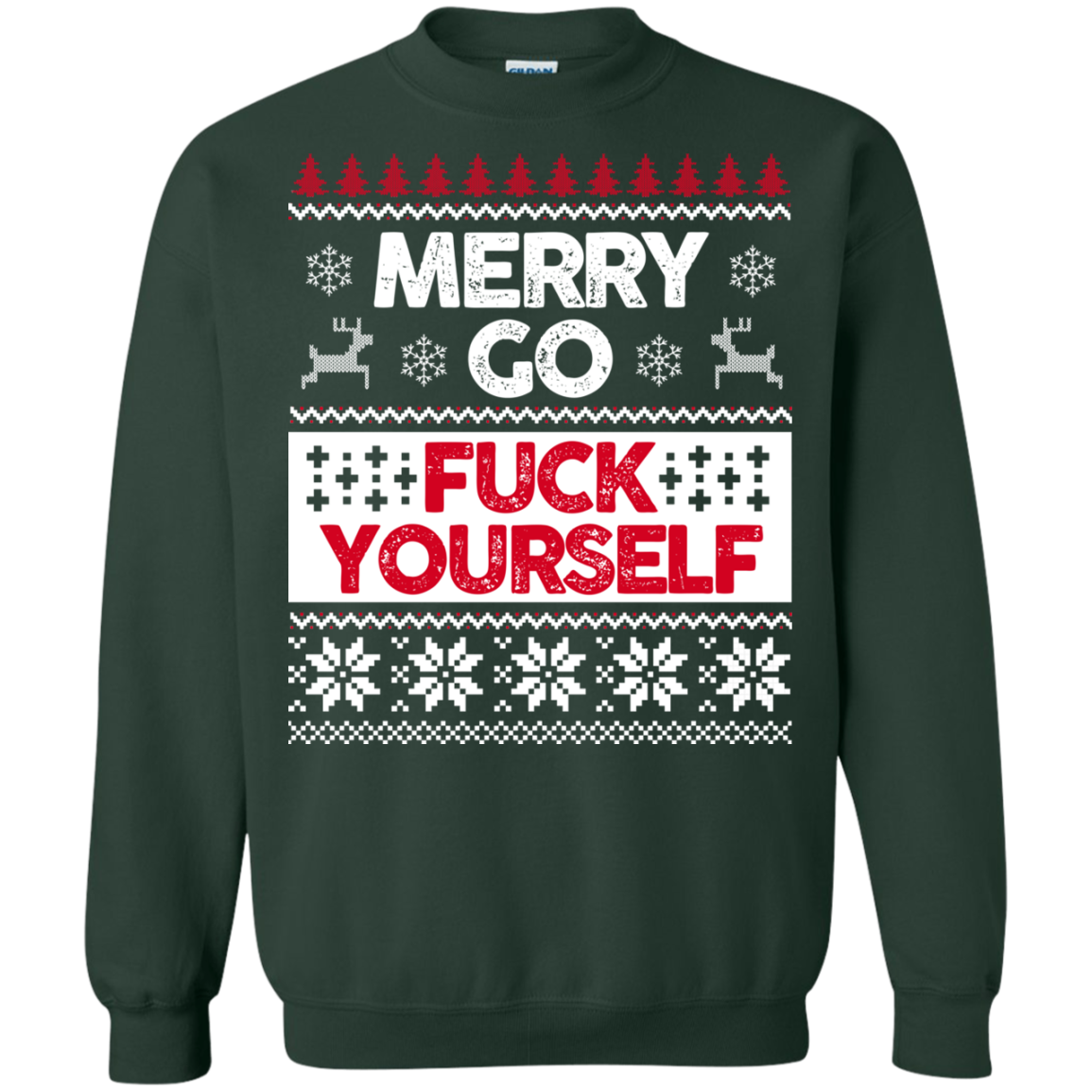 Merry Go Fuck Yourself Christmas Sweater, Long Sleeve - TeesGrab